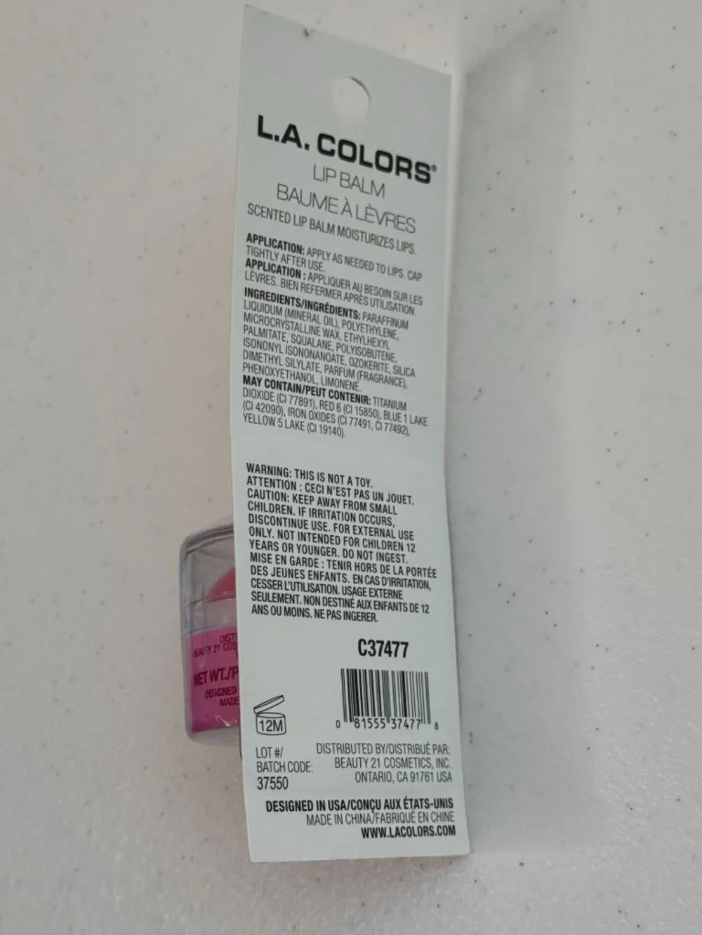 L.A. Colors Fro-Yo Lips Strawberry Scented Lip Balm New